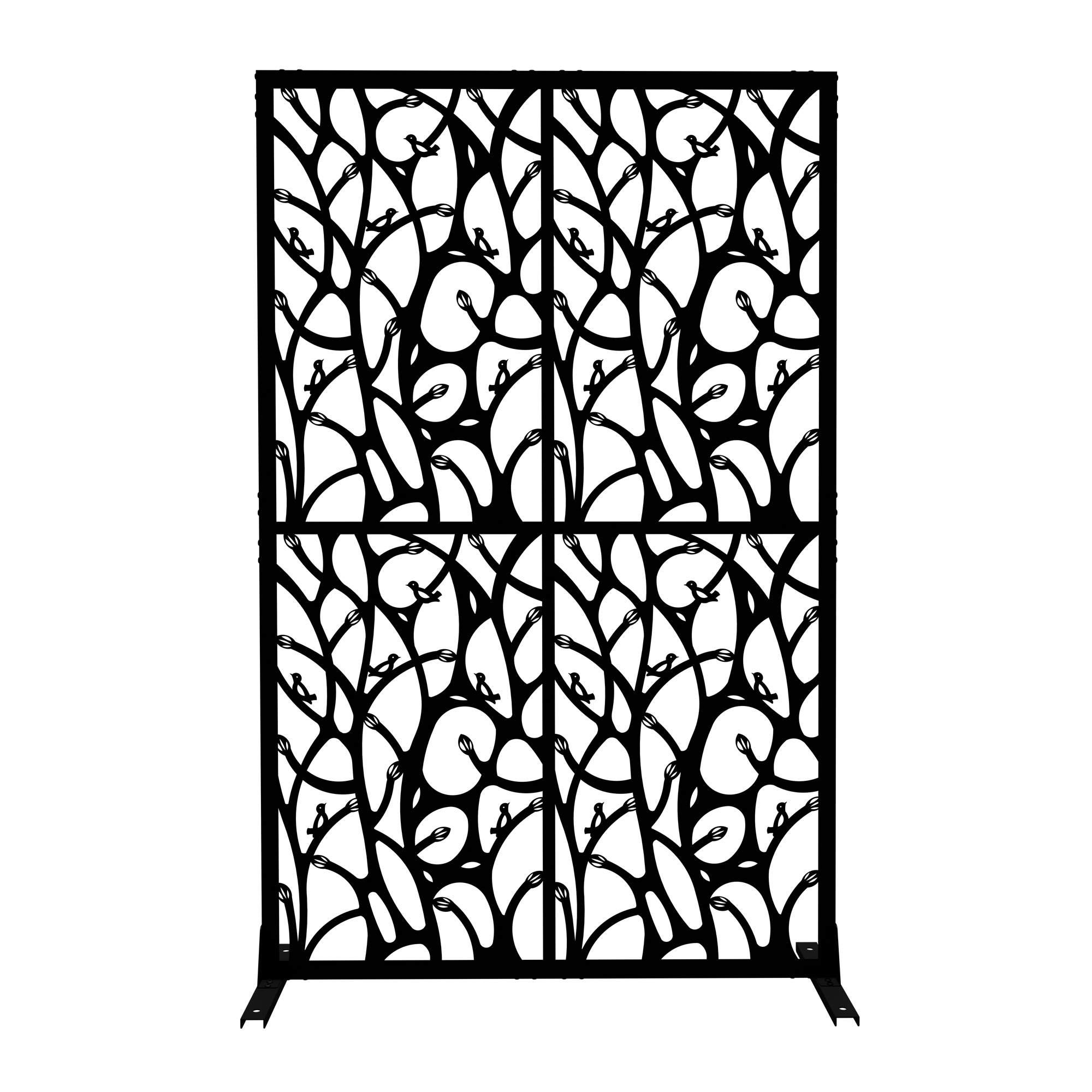 Alt View 5. Loheer - 3.8 ft x 6 ft Metal Privacy Screen Freestanding Room Divider - Black.