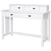 Front. Costway - Costway Writing Desk with Drawers and Removable Hutch Solid Wood Legs Concise Style - White.