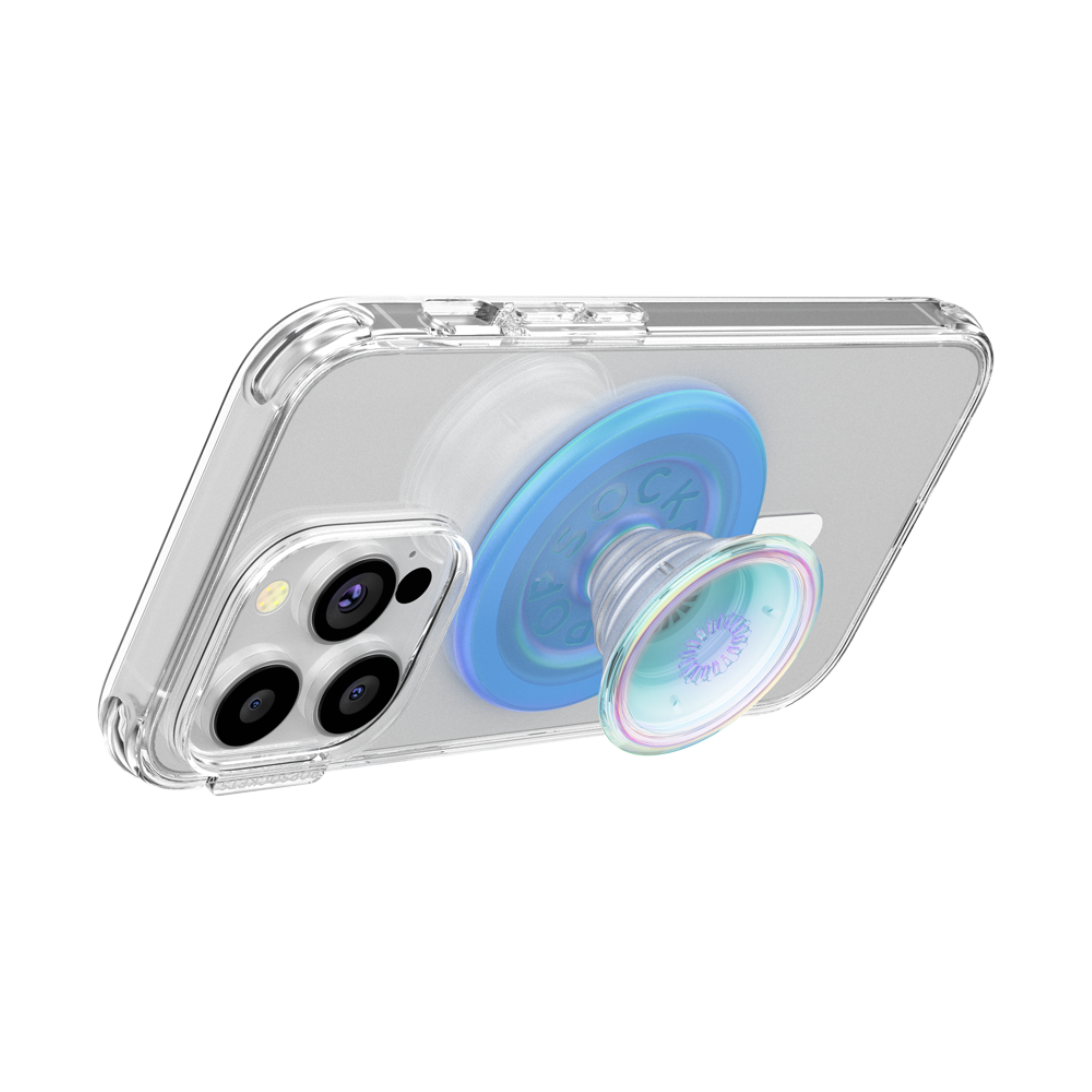 Alt View 3. PopSockets - MagSafe PopGrip Universal Magnetic Grip & Stand with Adapter Ring for Cell Phones - Blue Opalscent Translucent.