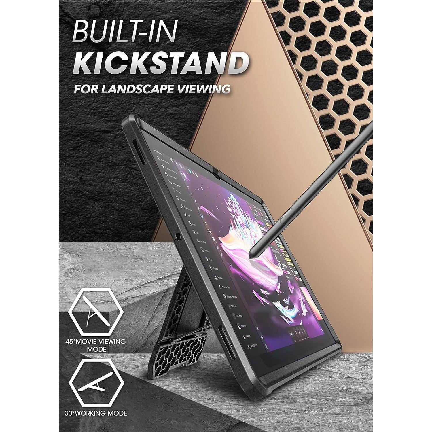 BUILT-IN KICKSTAND  
FOR LANDSCAPE VIEWING  

45° MOVIE VIEWING MODE  

30° WORKING MODE