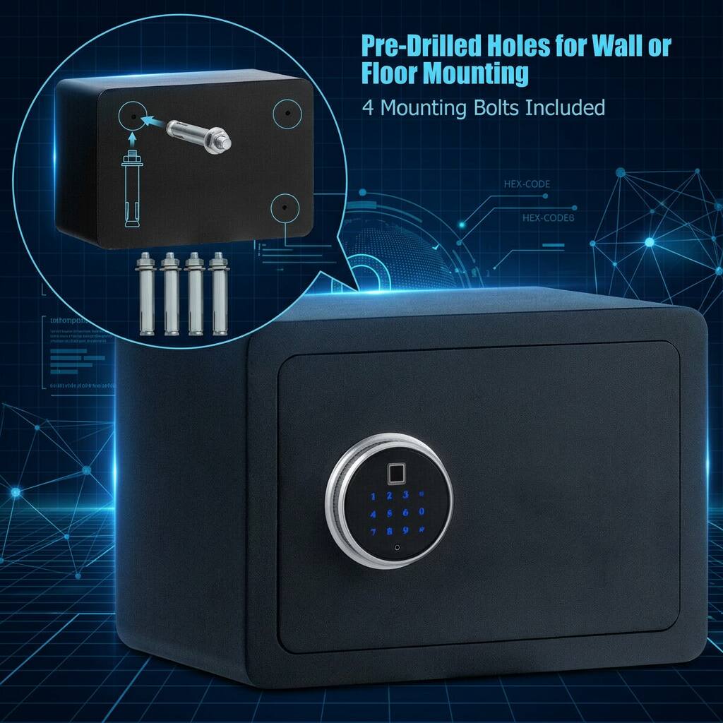 Pre-Drilled Holes for Wall or Floor Mounting  
4 Mounting Bolts Included  

HEX-CODE  
HEX-CODE6  

1 2 3  
4 5 6  
7 8 9  
0