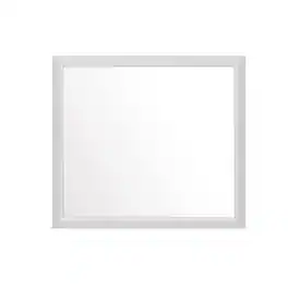 BreeBe - Contemporary Mirage Mirror with Rubber Wood Frame, Rectangular Shape, 39.06 x 0.87 x 35.12 inches - White