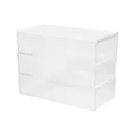 Martha Stewart - Brody Premium Clear Plastic Storage Bins MDF Lid - 7.5"x3" - Clear/White - Front_Zoom