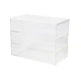 Martha Stewart - Brody Premium Clear Plastic Storage Bins MDF Lid - 7.5"x3" - Clear/White