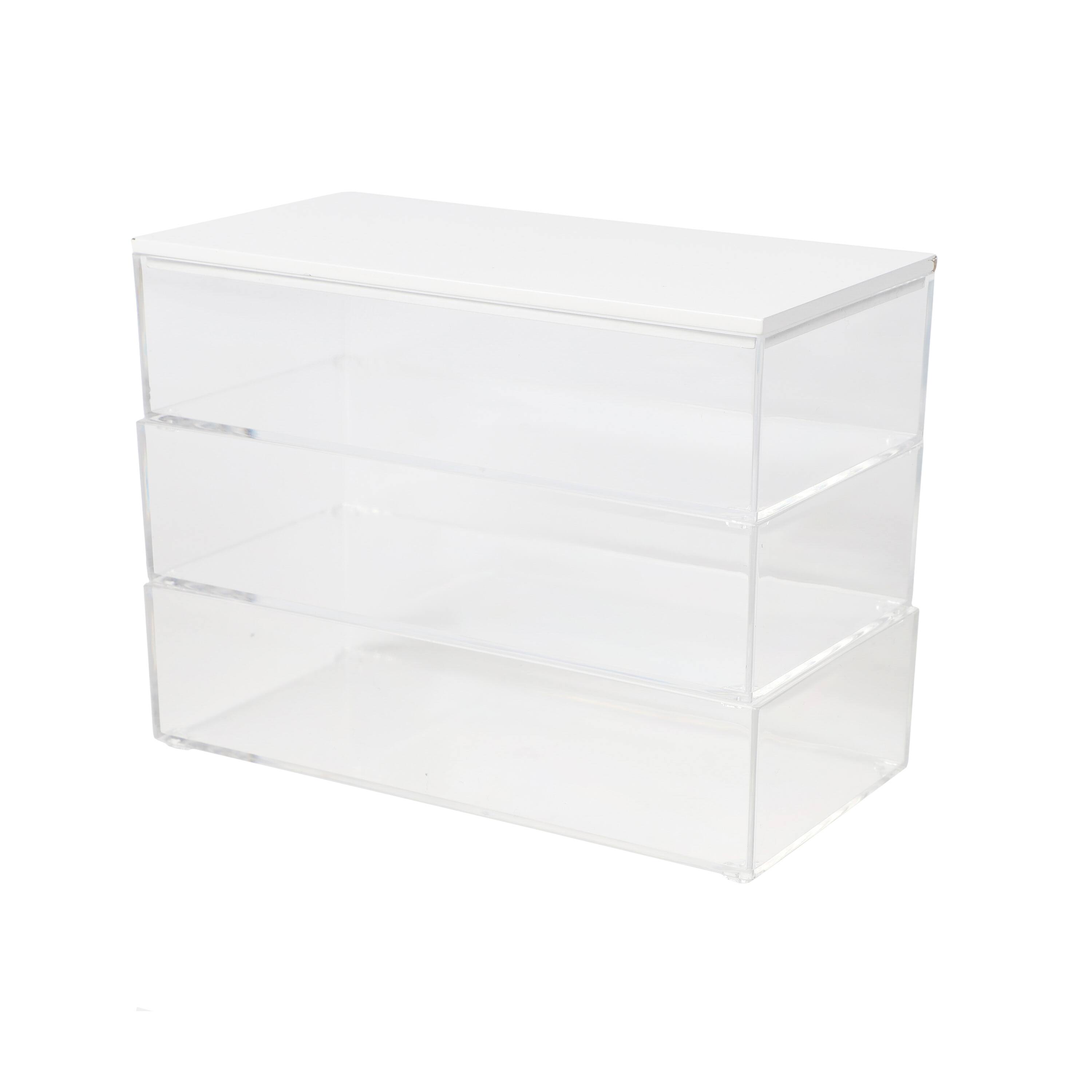 Front. Martha Stewart - Brody Premium Clear Plastic Storage Bins MDF Lid - 7.5"x3" - Clear/White.