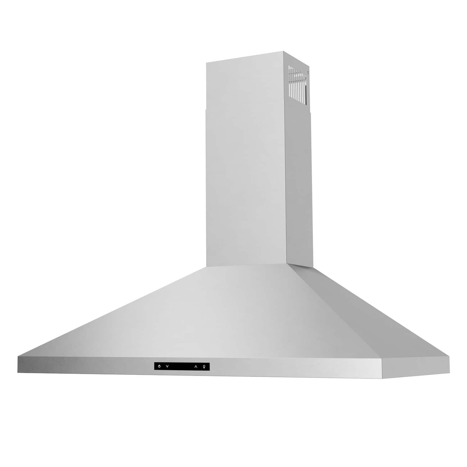 Angle. Thor Kitchen - 36 Inch Pyramid Range Hood - Stainless Steel.