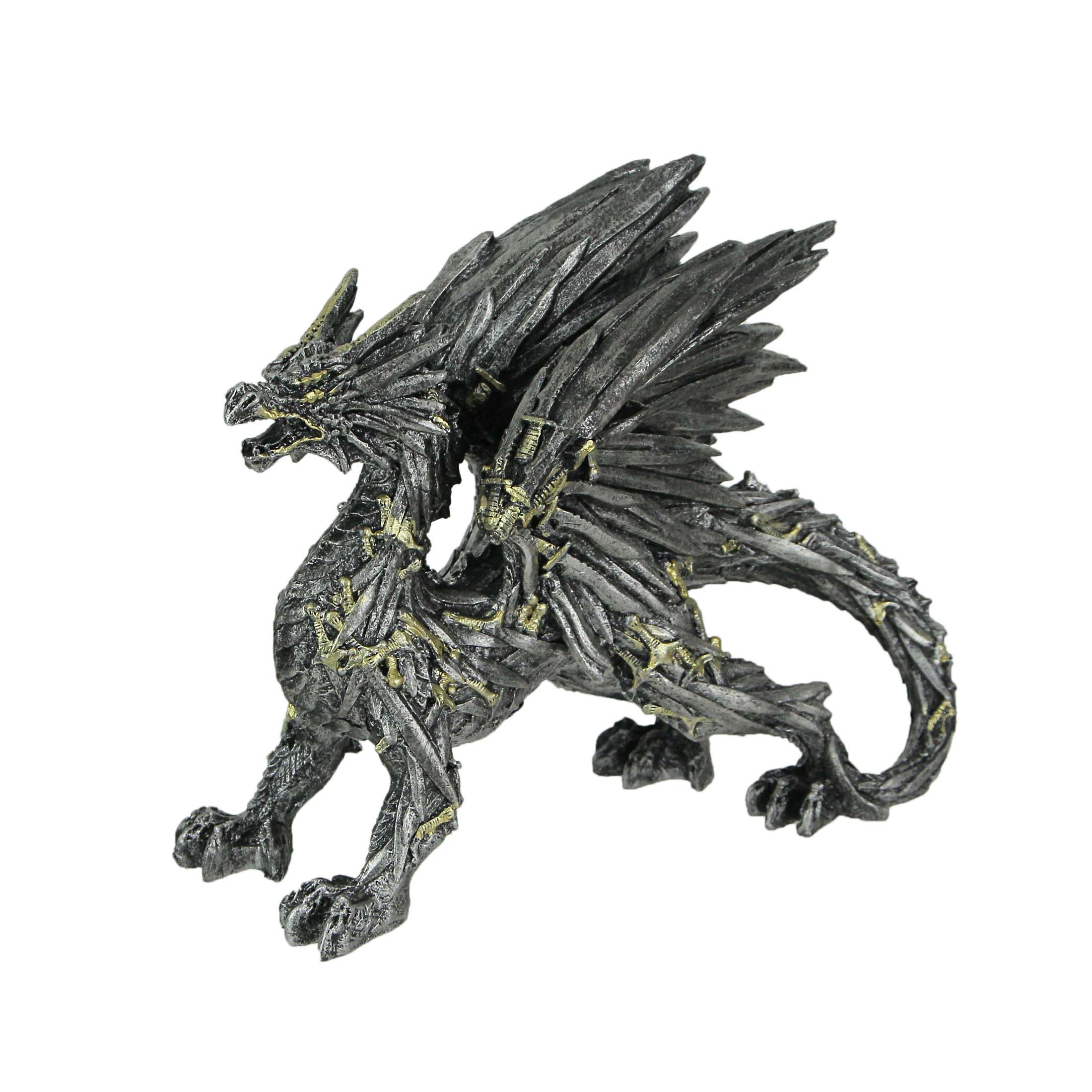 Front. Everspring Import Co. - Dragon of Blades Decorative Fantasy Statue Home Decor Figurine Sword Sculpture - Silver.
