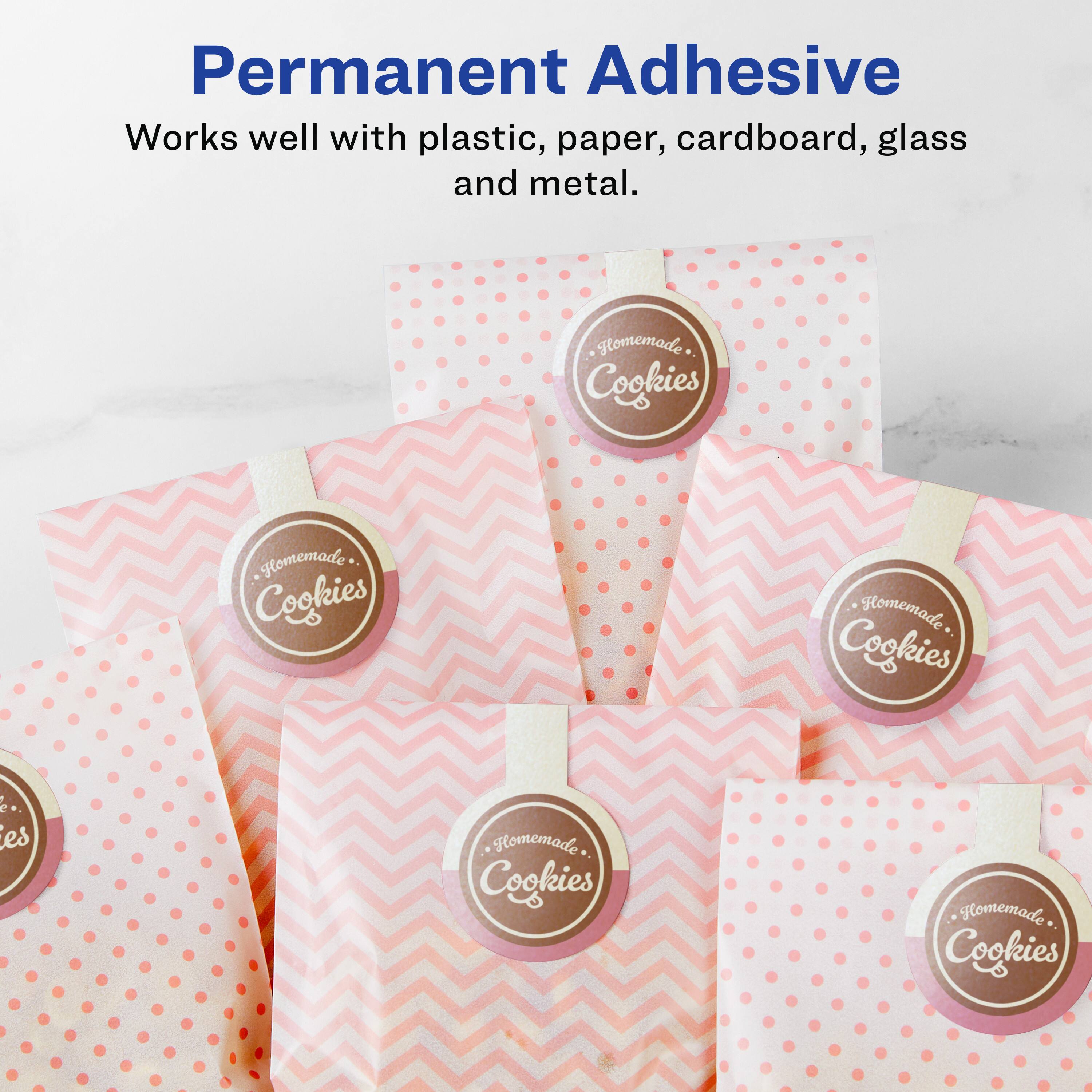 Permanent Adhesive  
Works well with plastic, paper, cardboard, glass and metal.  

Homemade Cookies  
Homemade Cookies  
Homemade Cookies  
Homemade Cookies  
Homemade Cookies