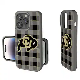 Keyscaper - NCAA - Colorado Buffaloes Plaid Soft Touch iPhone Case - 15 - Gray