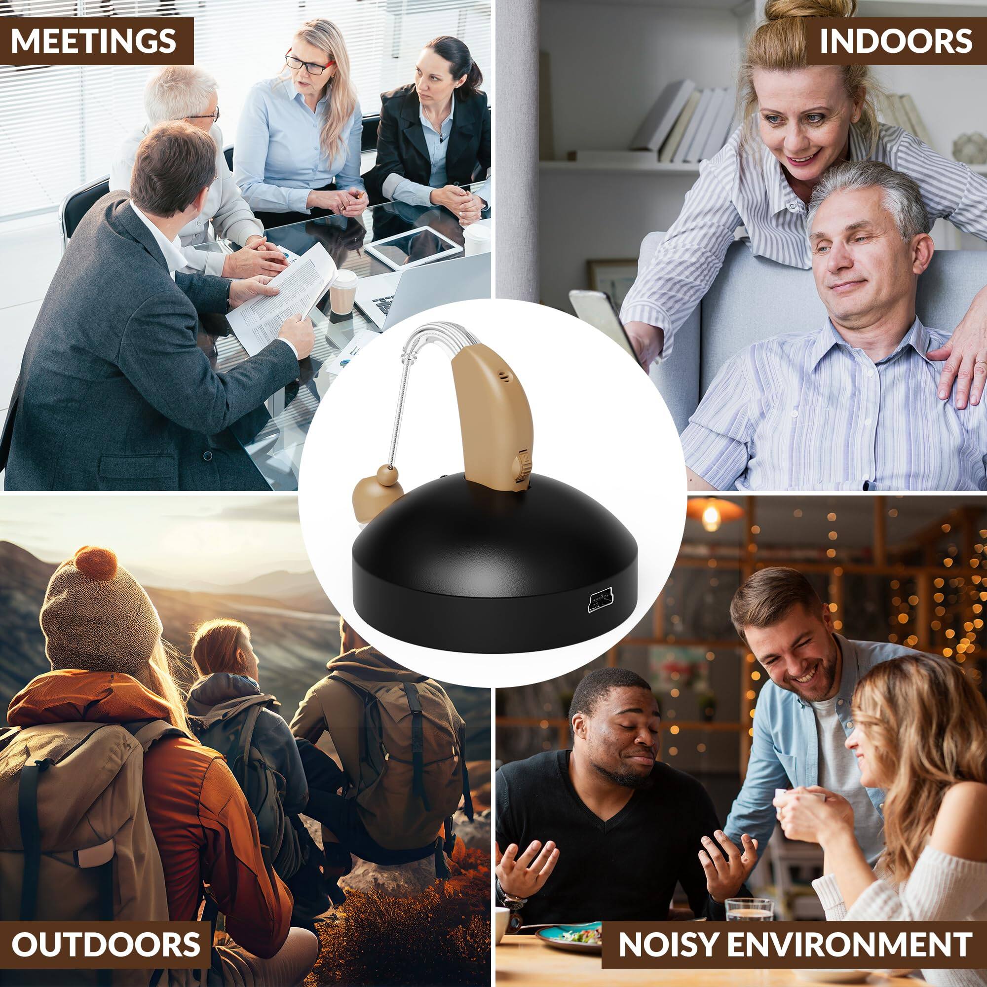 MEETINGS  
INDOORS  
OUTDOORS  
NOISY ENVIRONMENT