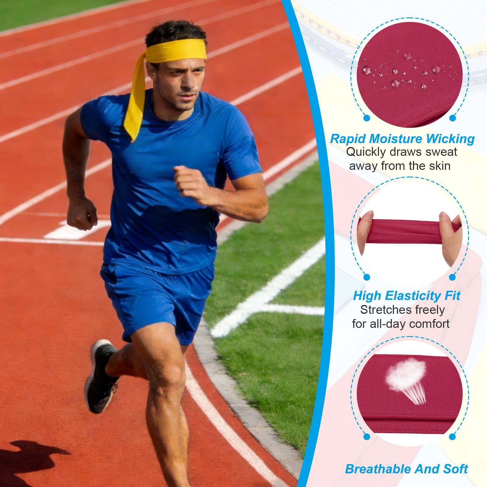 Rapid Moisture Wicking: Quickly draws sweat away from the skin  
High Elasticity Fit: Stretches freely for all-day comfort  
Breathable And Soft