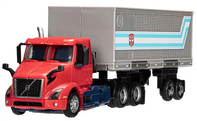 Front. Transformers - Optimus Prime Volvo VNR 300 Voyager Class | Transformers Generations - Red.