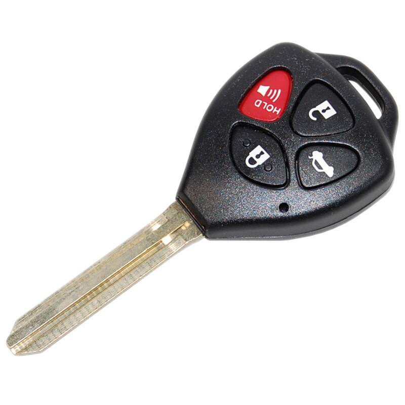 Front. HQRP - 4-Button Key Fob Remote Shell with Uncut Blade for Toyota Camry 2007-2011, Corolla 2007-2010 - Black.