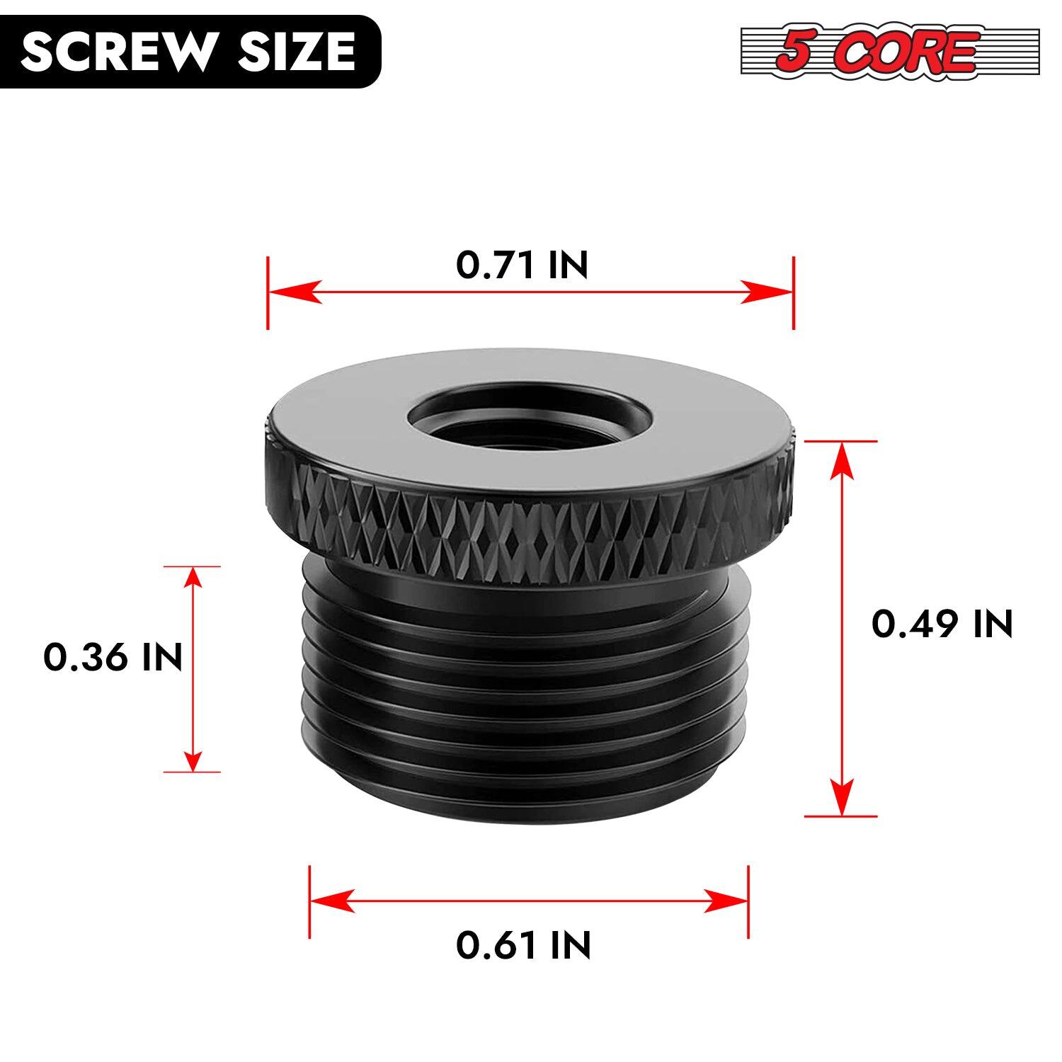 SCREW SIZE 5 CORE 0.71 IN 0.36 IN 0.49 IN 0.61 IN