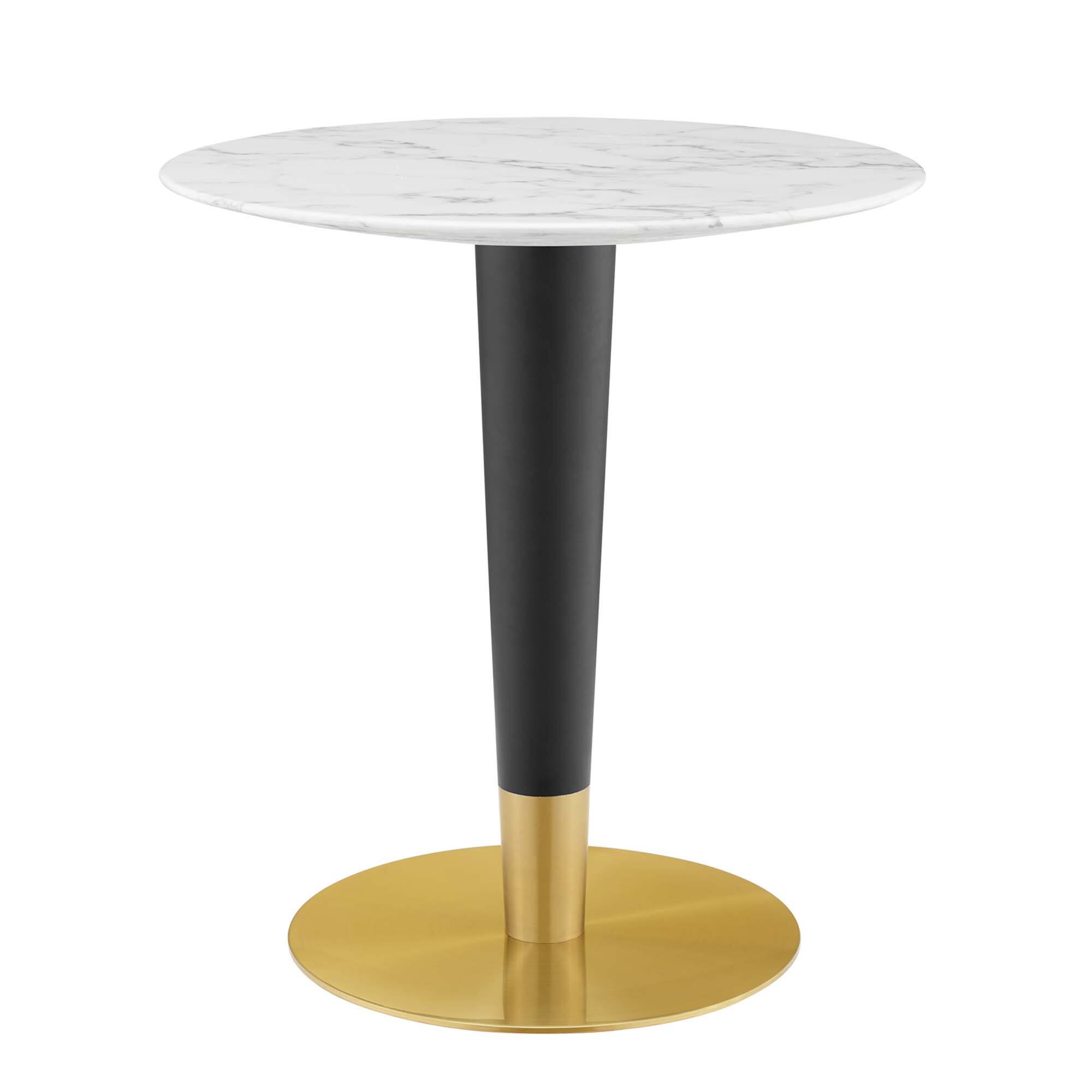 Angle. Modway - Zinque 28" Artificial Marble Dining Table by Modway - Gold White.
