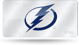 Rico Industries - Tampa Bay Lightning NHL Logo Mirror Look LASER License Plate - Multi