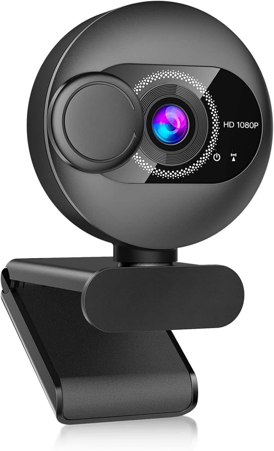 Core Tech - Full HD 1080p USB Webcam with Noise-Reducing Microphone, Privacy Cover, Wide-Angle Lens and Auto Light Correction - Black