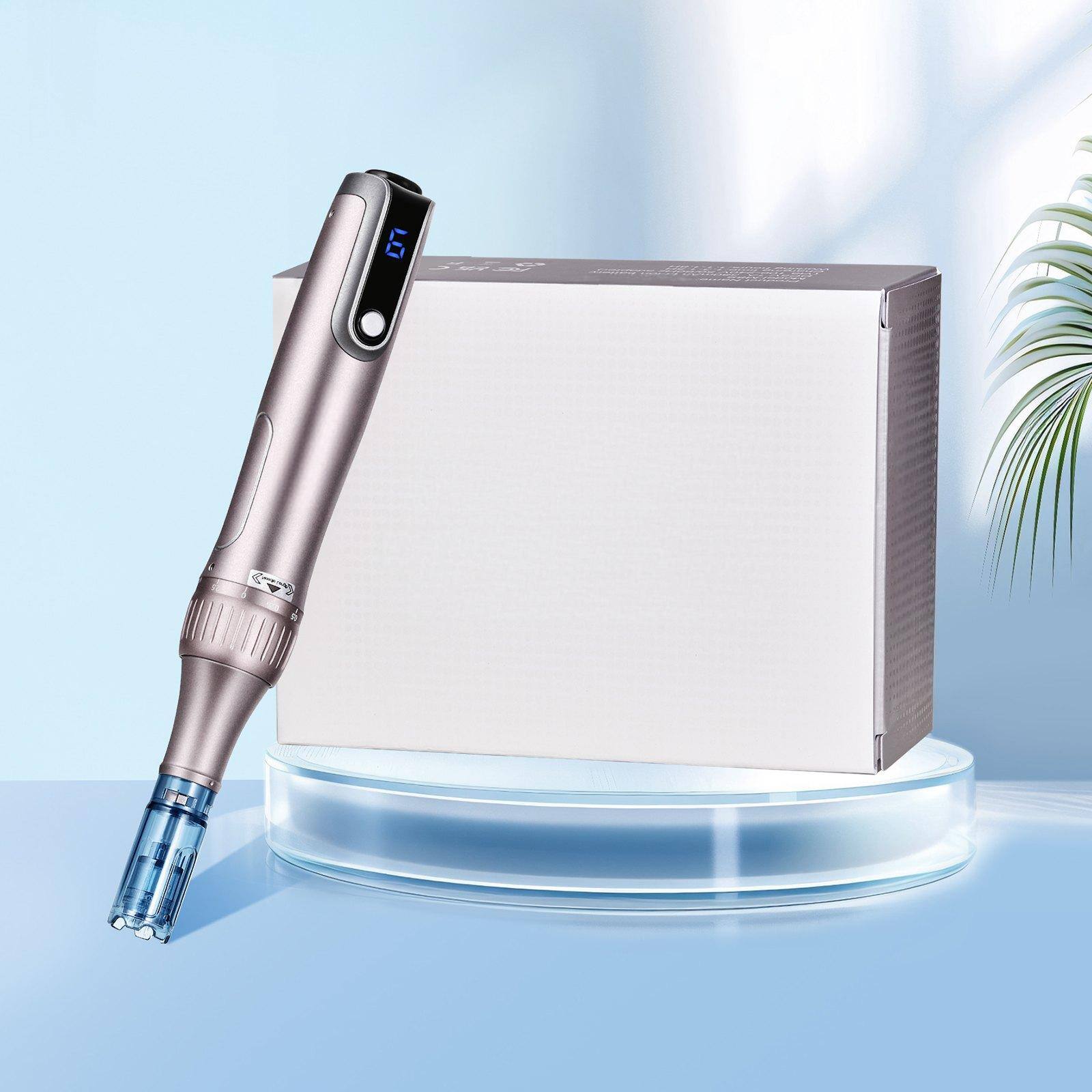 Alt View 1. Glintex - Professional Microneedling Pen M8S Electric Derma Pen w/ 12 Anti-Backflow Cartridges, LCD, 6 Speed, Adjustable Depth.