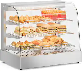 Winado - 800W 110V 26" Commercial Food Warmer Display Pizza Warmer, 3-Tier Electric Countertop Food Warmer w/LED Lighting - Silver
