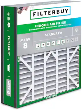 Filterbuy - 20x20x5 MERV 8 Dust & Allergy Defense, Pleated HVAC AC Furnace Air Filters Replacement for Trion Air Bear (1-Pack) - Silver