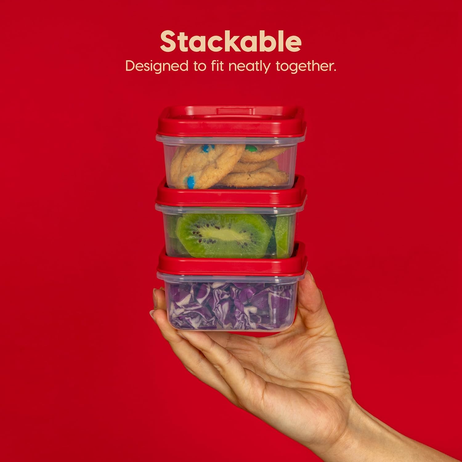 Stackable  
Designed to fit neatly together.
