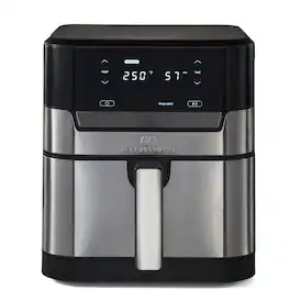 Uber Appliance - XL Air Fryer - 7QT Capacity, PFOA/PTFE Free, Touchscreen Control - Black with Stainless Steel accents