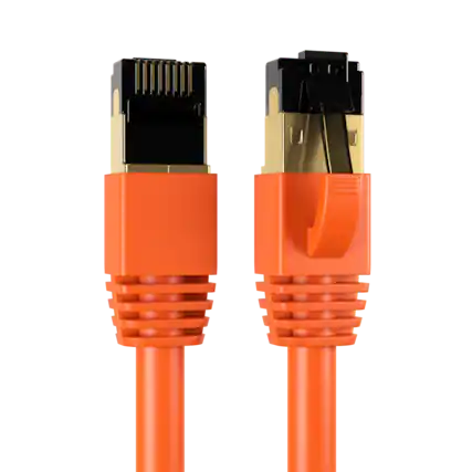 Front. Cables Direct Online - Cat8 Ethernet Cable 2FT, 40Gbps High-Speed RJ45 Shielded Copper Cord for Router, PC & Gaming - Orange.