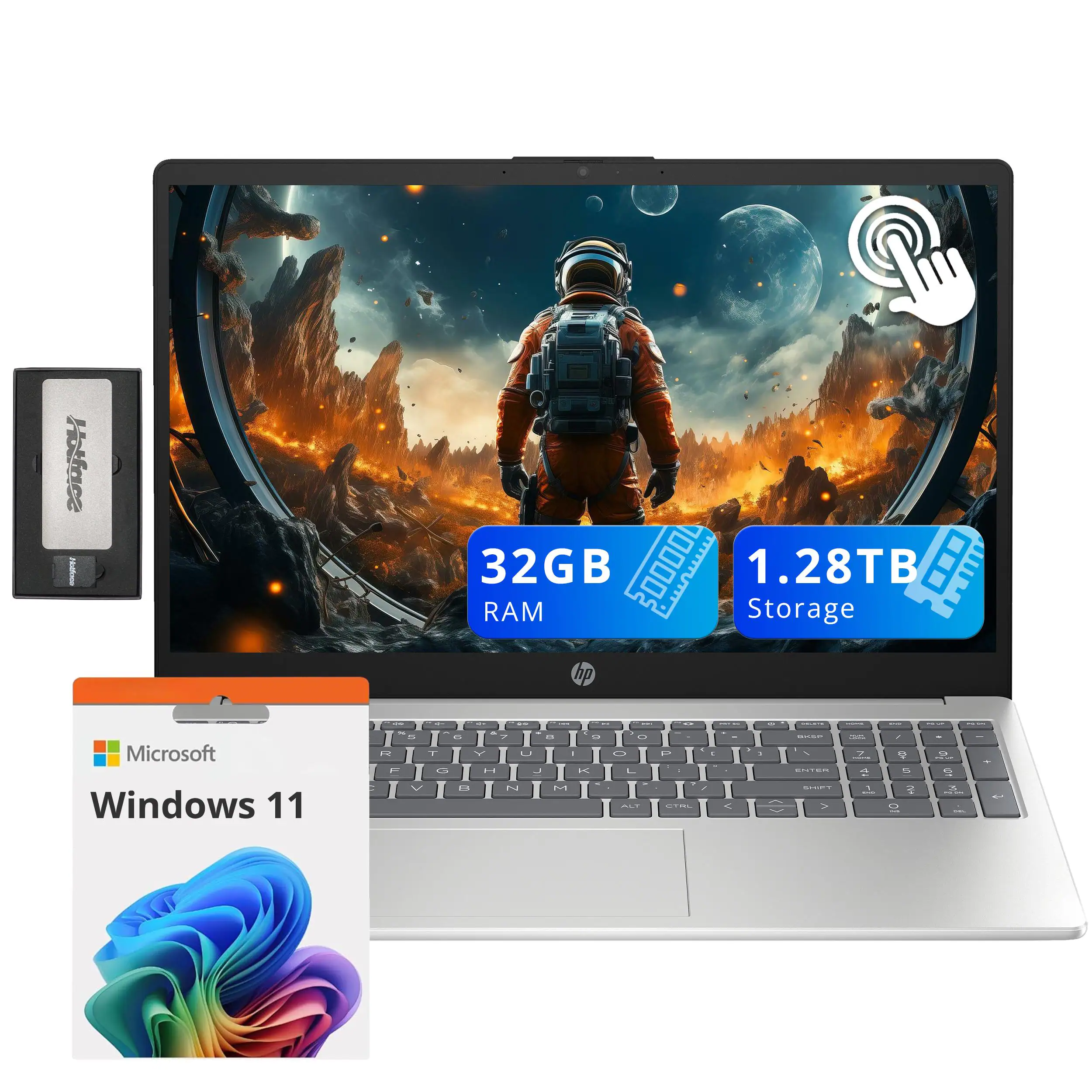 HP - 15.6" Touchscreen Laptop,Intel i3-1215U,32GB RAM,1TB SSD+288GB Docking Station,Intel UHD Graphics,Win 11 - Silver