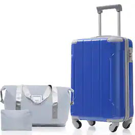 PexFix - 3-Piece Luggage Set with 20" Carry-On, Lightweight Hardshell ABS, Spinner Wheels, for Business & Weekend Travel - Dazzling Blue