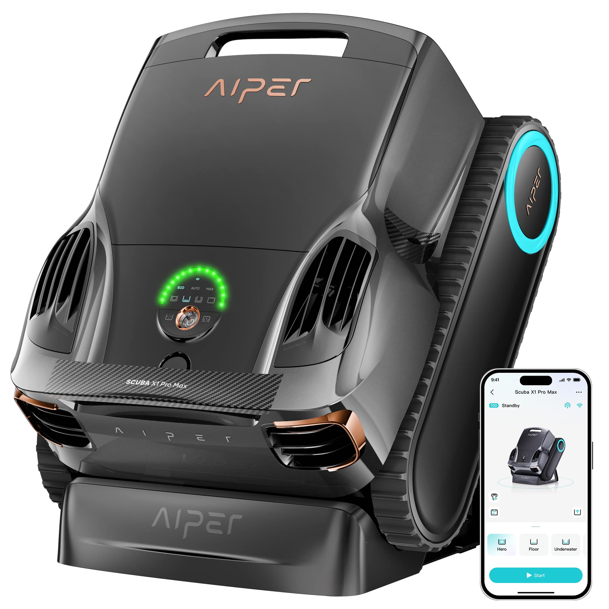 Aiper - Scuba X1 Pro Max: All-in-One Robotic Pool Cleaner with FlexiPath 2.0, OmniSense+ 2.0, TVC Engine, and App Control - Gray