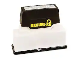 Cosco - Secure-I-D Security Tint Rectangle Pre-inked Stamp, Black Ink, 1 5/8" x 2 5/8" (034590) - Blue and Red