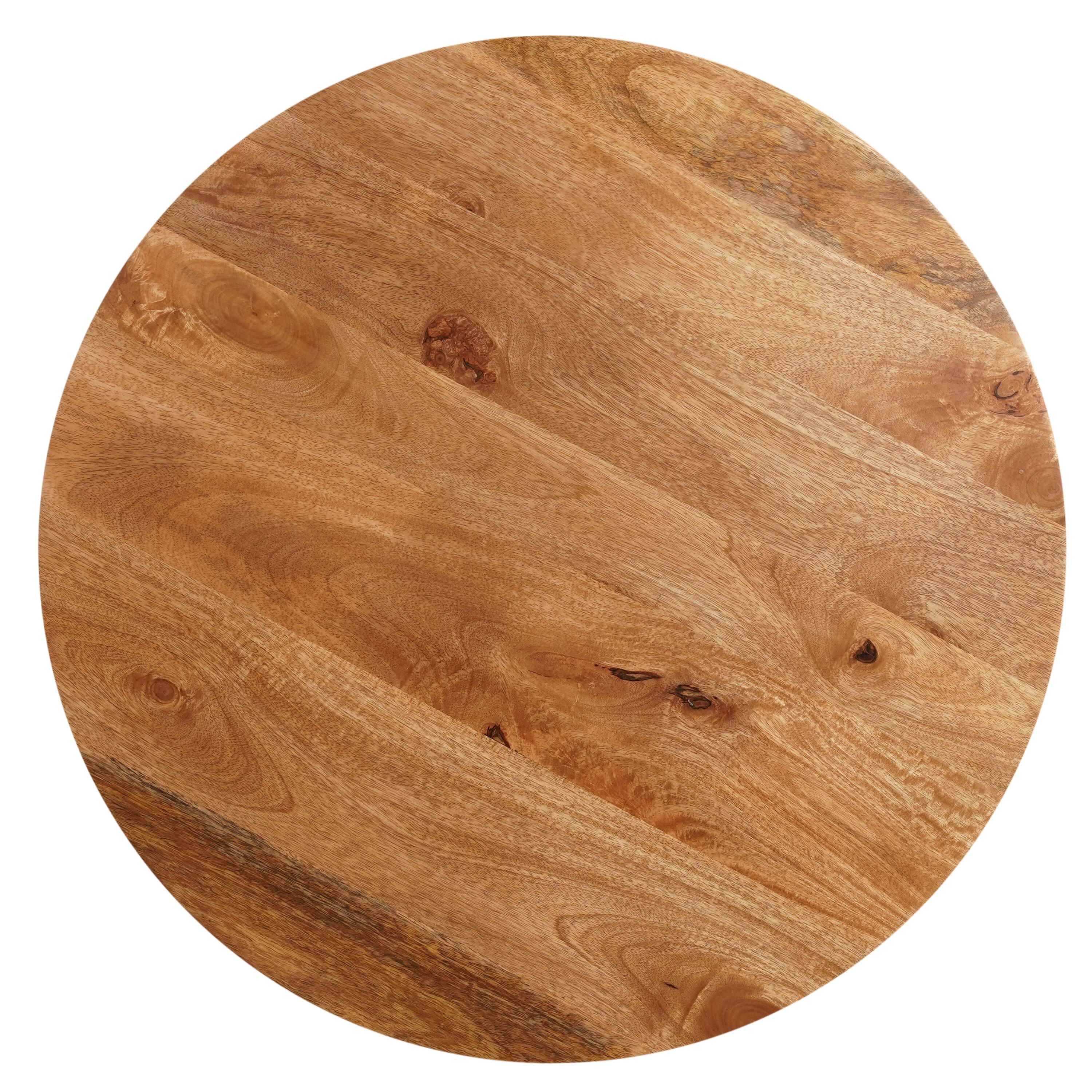 Alt View 4. Manhattan Lane - 32 Inch Coffee Table, Handcrafted Mango Wood Round Top, Black Metal Angled Legs - Brown, Black.