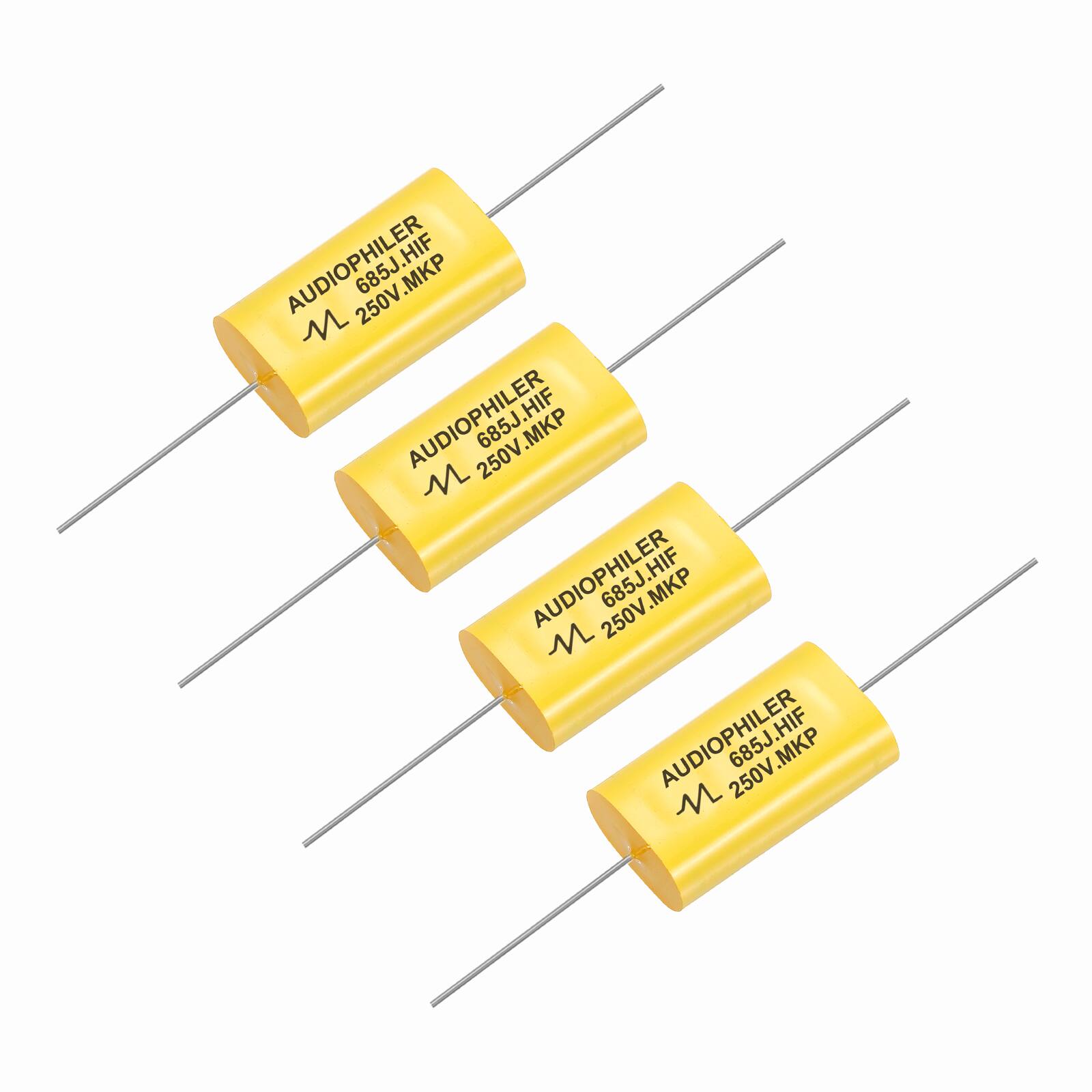 Unique Bargains - 4pcs 6.8uF High-Frequency Divider Capacitor, 266V Audio Speaker Crossover Non-Polarity Polypropylene MKP Film Capacitors - Yellow price history on PriceWatchPro