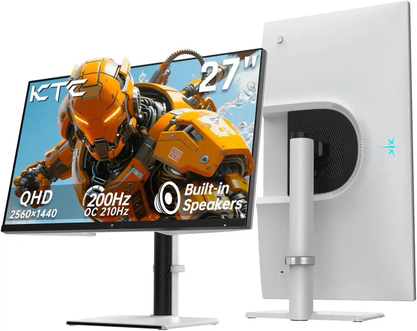 KTC - H27T6 27 Inch 2K 1440P Gaming Monitor, 200Hz/210Hz, Fast IPS, HDR400 Adaptive Sync, Tilt/Swivel/Pivot/Height Adjustment - White