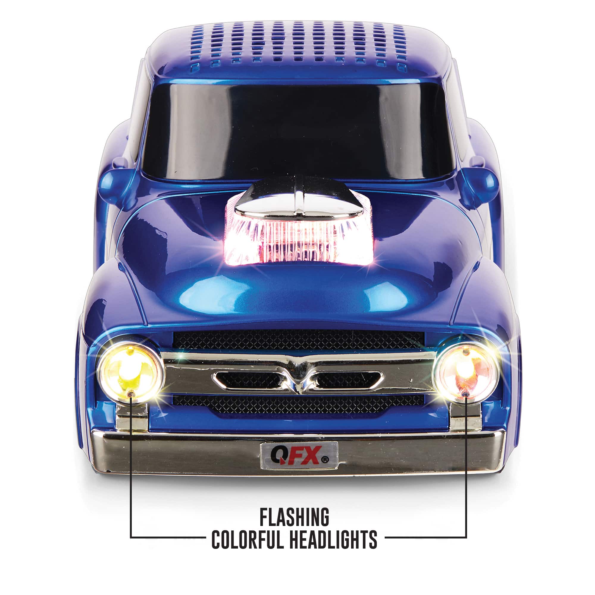Alt View 1. QFX - Retro Truck Portable Bluetooth Speaker with Bass Radiator and LED Lights - Blue.