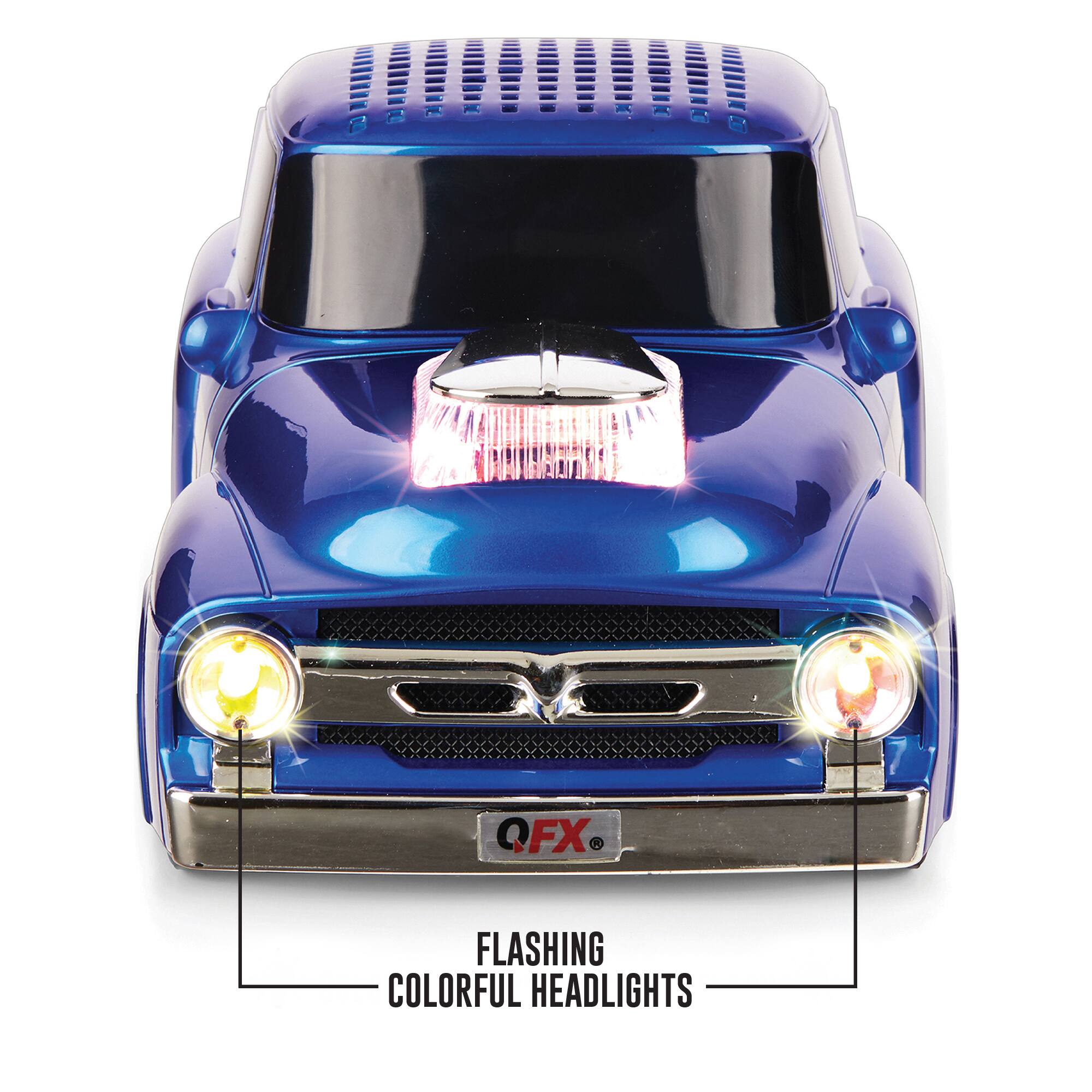 Alt View 1. QFX - Retro Truck Portable Bluetooth Speaker with Bass Radiator and LED Lights - Blue.