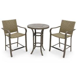 Four Seasons Courtyard - Amalfi 3 Piece Balcony Height Outdoor Dining Set - Beige