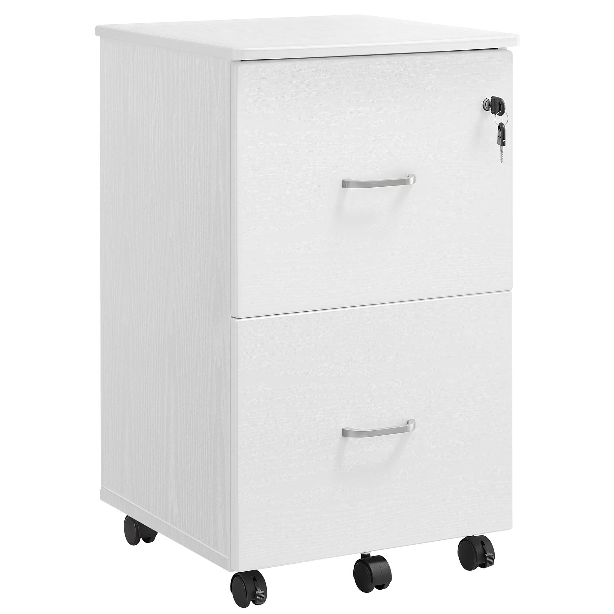 Front. Songmics Home - 2-Drawer File Cabinet, Locking, Small Rolling File Cabinet, Printer Stand, A4, Letter-Size Hanging File Folders - White.