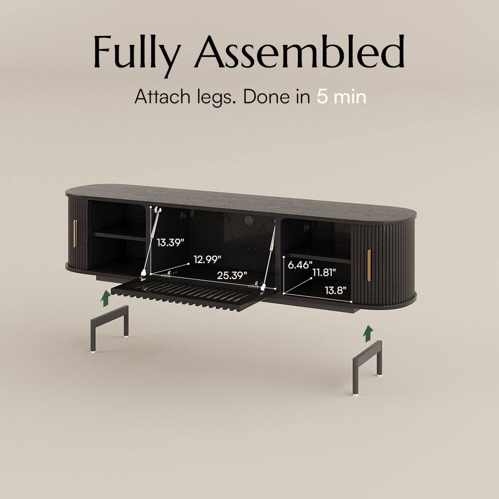 Fully Assembled  
Attach legs. Done in 5 min  

13.39"  
12.99"  
25.39"  
6.46"  
11.81"  
13.8"