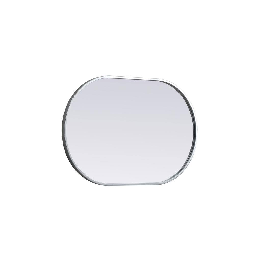 Left. Elegant Decor - Metal Frame Oval Mirror 20x30 Inch in Silver - Silver.