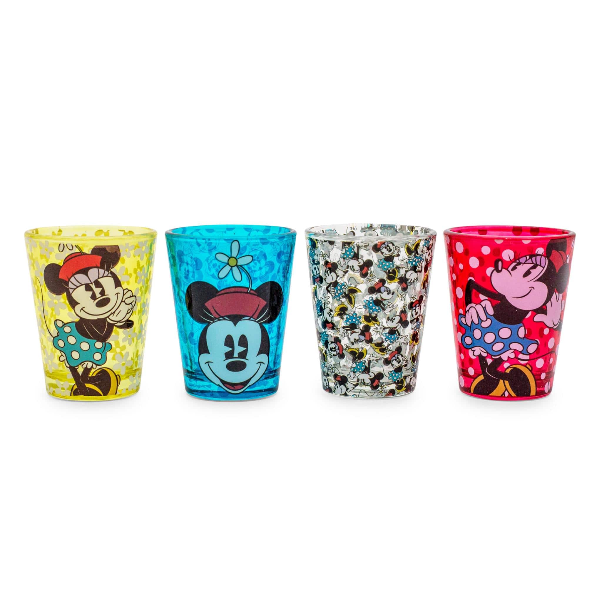 Disney - Vintage Minnie Mouse 2-Ounce Mini Shot Glasses | Set of 4 - Red