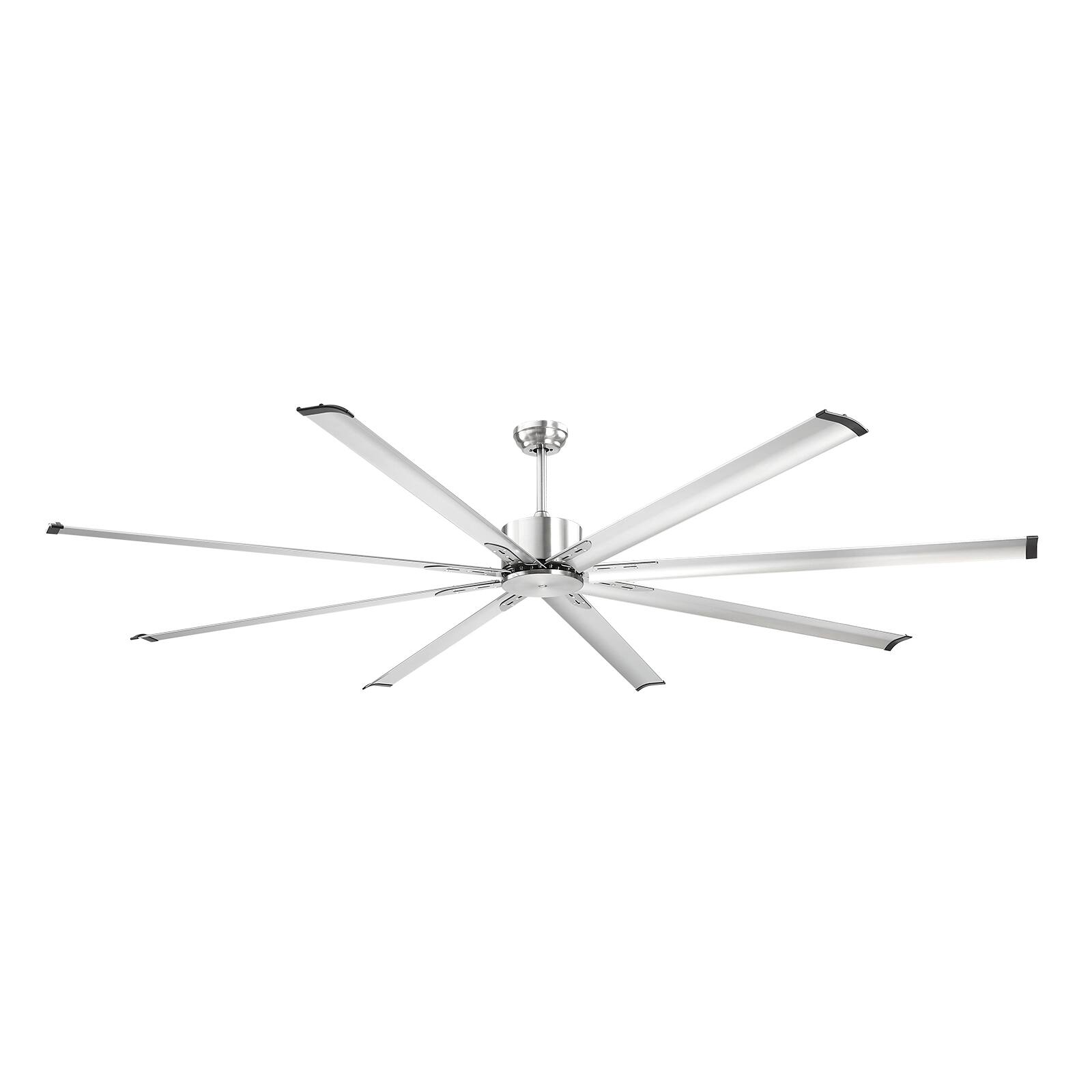 Alt View 5. VEVOR - 96 In Ceiling Fan without Light, 6-Speed Remote Control, Aluminum 8-Blade, Reversible DC Motor - Silver.