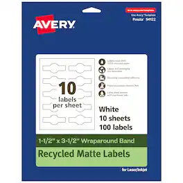 Avery - EcoFriendly Wraparound Band Labels, 1-1/2" x 3-1/2", 100ct - White