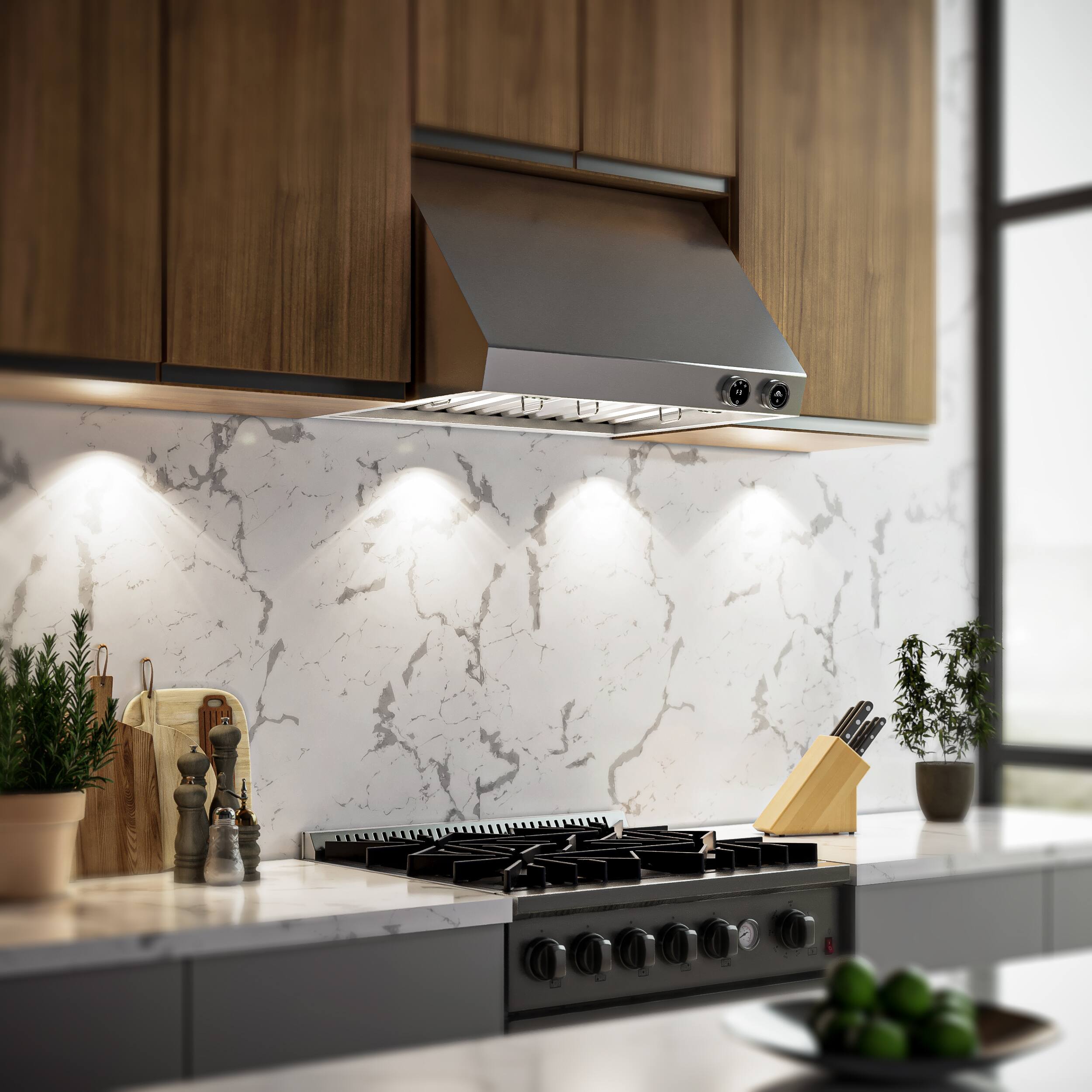 Alt View 3. Forno Appliances - Biagio 30" Wall Mounted Vented Range Hood - Silver.