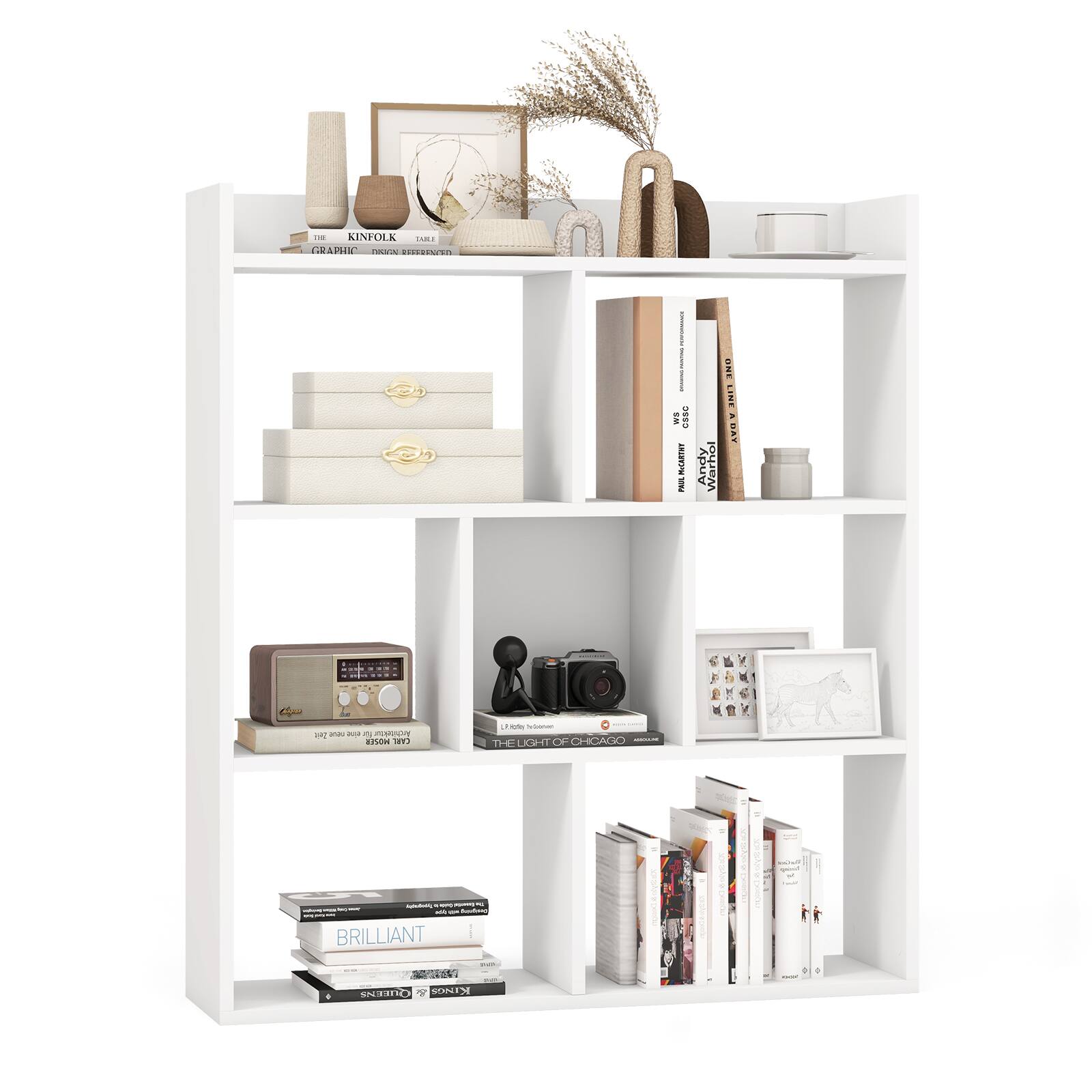 Ecooso - 7 Cubes Open-back Bookshelf with Anti-Toppling Devices - White