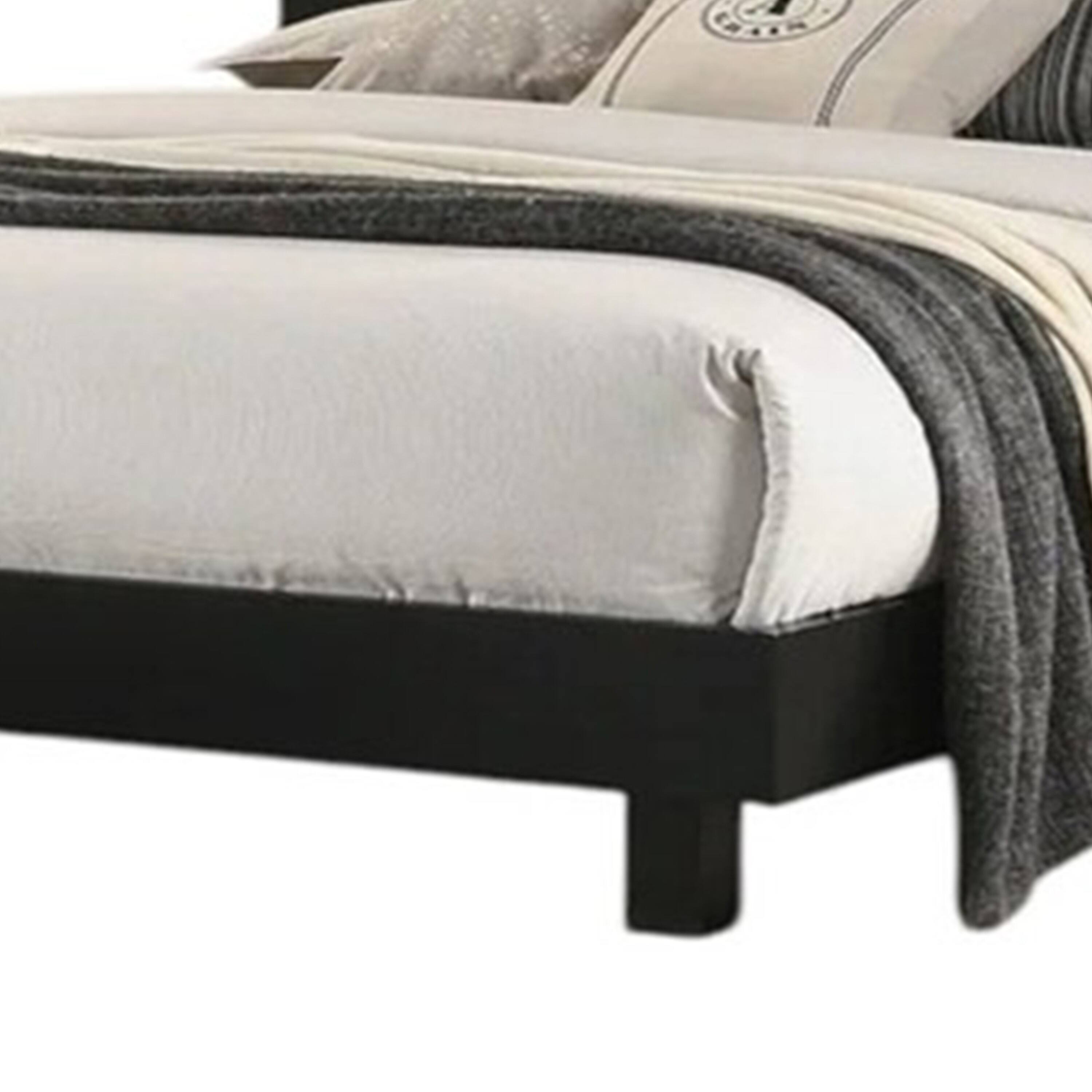 Alt View 3. Manhattan Lane - Yoki Queen Size Bed w Underbed LED, Acrylic Gold Trim, Black Frame - Black, Gold.