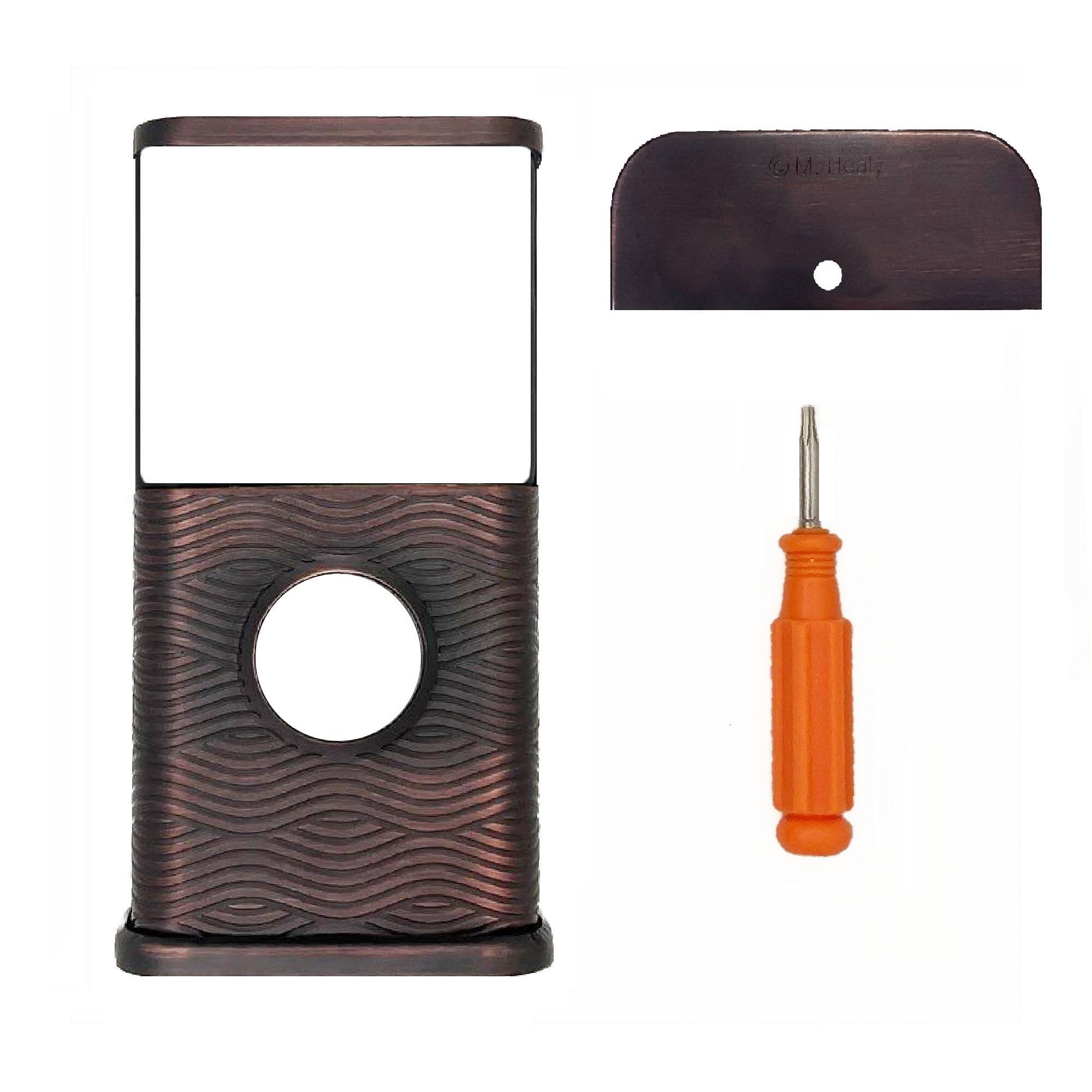 Back. Michael Healy - Waves Video Doorbell Cover (Ring 3, 3 Plus, 4, Battery Plus and Battery Pro) - Oiled Bronze.