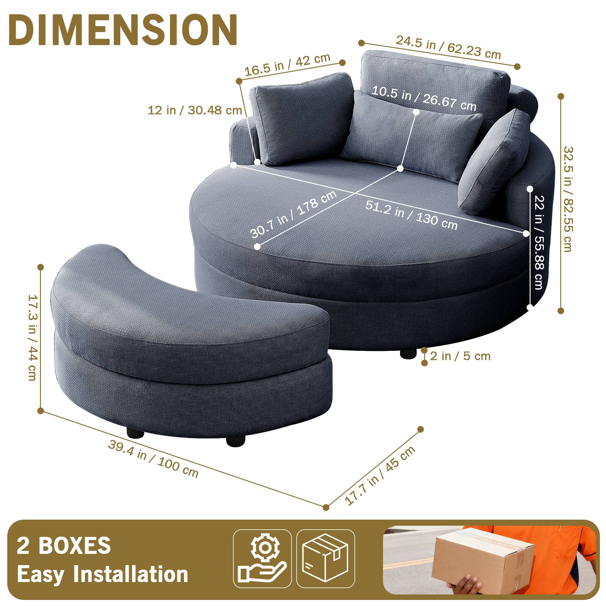 DIMENSION

- 12 in / 30.48 cm
- 16.5 in / 42 cm
- 24.5 in / 62.23 cm
- 10.5 in / 26.67 cm
- 30.7 in / 78 cm
- 51.2 in / 130 cm
- 32.5 in / 82.55 cm
- 39.4 in / 100 cm
- 17.3 in / 44 cm
- 17.7 in / 45 cm
- 2 in / 5 cm

2 BOXES
Easy Installation