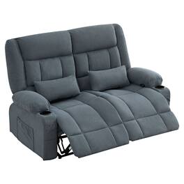 Boyel Living - Oversized Manual Recliner Loveseat with Cup Holders Side Pocket Ergonomic for Living Room - Blue