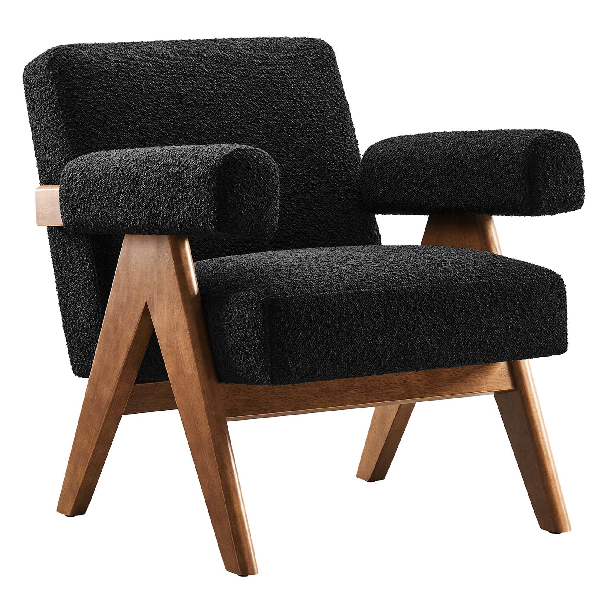 Back. Modway - Lyra Boucle Fabric Armchair Set of 2 by Modway - Black.
